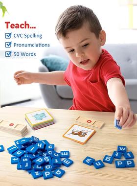 Wooden Reading Letters Spelling Games sightword blocks英文拼