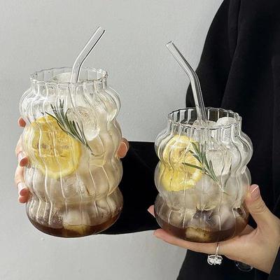 Glass Drinkware Cold Coffee Cups Latte Coffee Glass Iced Jui