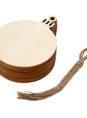 10Pcs Merry Christmas Wooden Round Baubles Tags Christmas1