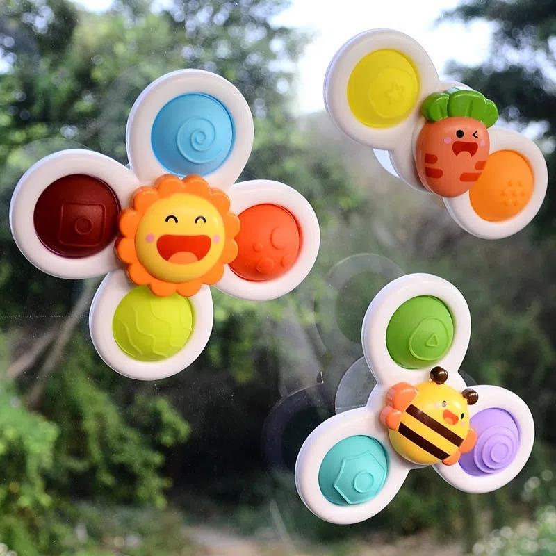 1PcsCartoon Fidget Suction Cup Spinner Toy For Baby Rotating