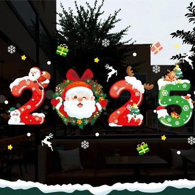 Merry Christmas Decorations For Home 2025 Wall Window Sticke