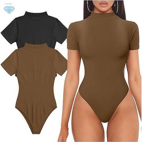 Ribbed high neck short sleeved top yoga jumpsuit瑜伽连体衣女