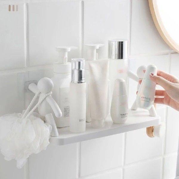 1 Pc Little White Man No Punching Bathroom Storage Rack,