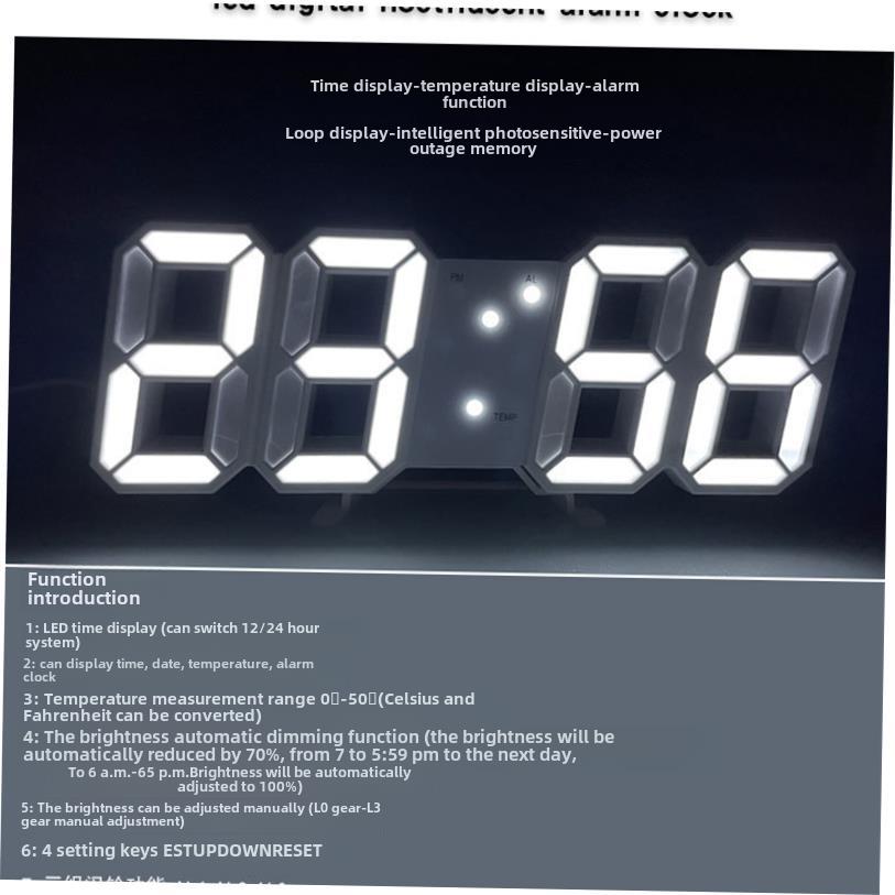 3D LED Digital Alarm Clock Electronic Luminous Night Table