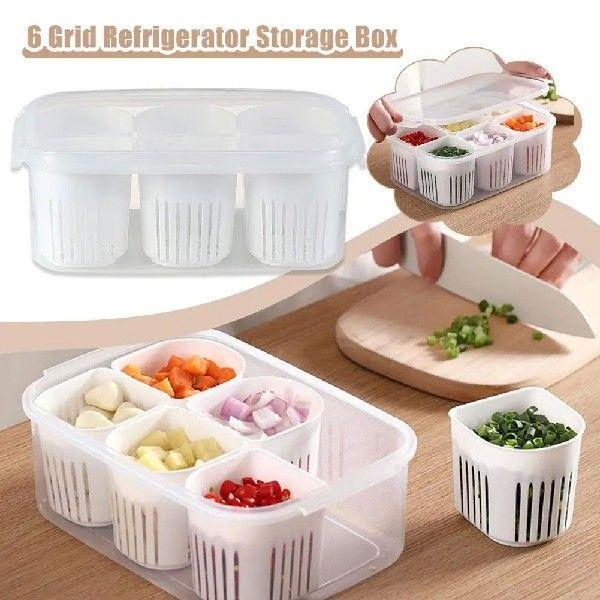 6 Grid Refrigerator Storage Box Fridge Organizer Food Box