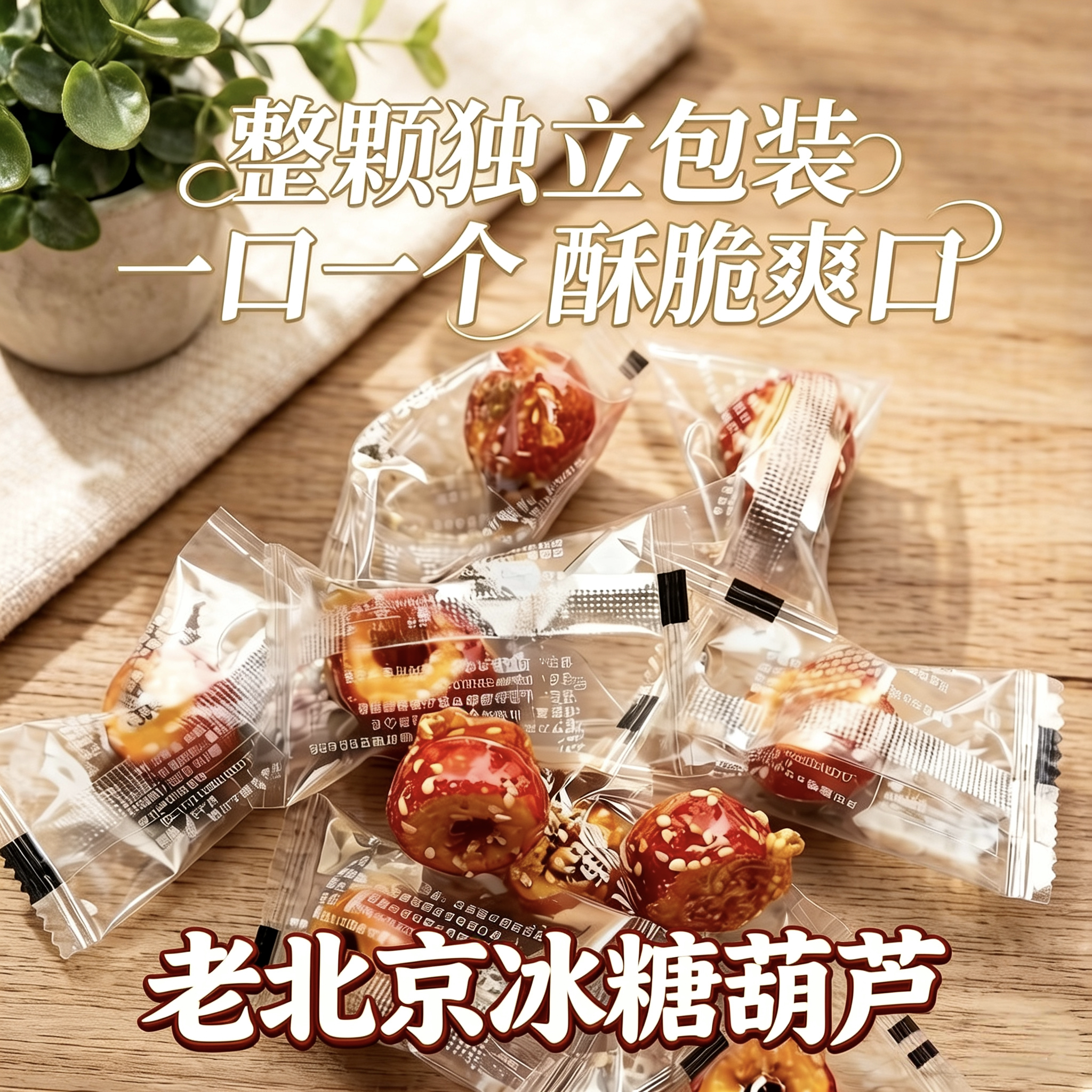 糖葫芦老北京冰糖葫芦整颗无核解馋小零食休冻干糖葫芦山楂