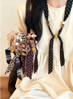 复古波点腰果花丝巾项链