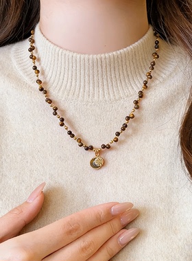 美拉德虎眼石八芒星毛衣链