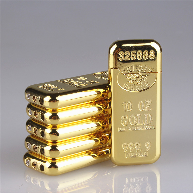 金条打火机金砖趣味砂轮可充气打火机 防风直冲