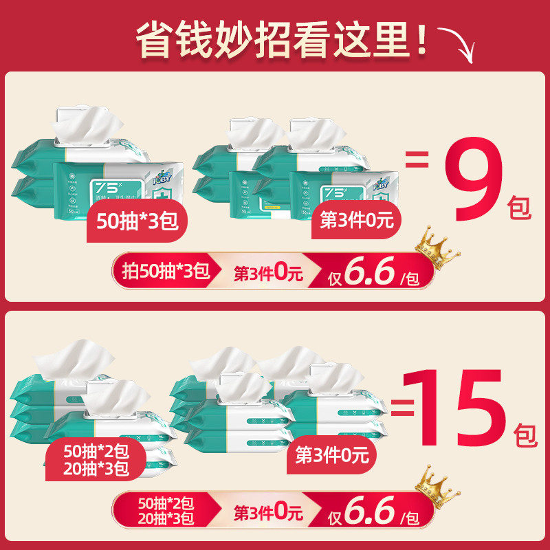 巧白酒精湿巾20抽*5包