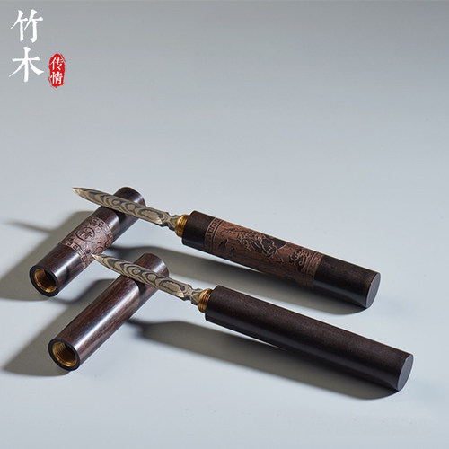 大马士革黑檀实木茶刀