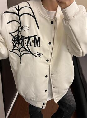 SWAG原创美式蜘蛛网刺绣夹克棒球服秋冬夹棉男女宽松潮流外套潮