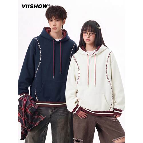 VIISHOW美式民族风刺绣连帽