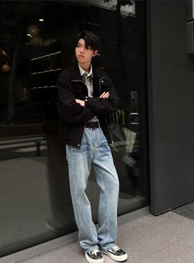 新因素PilotDragon复古cleanfit微喇牛仔裤男水洗做旧休闲长裤