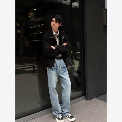 新因素PilotDragon复古cleanfit微喇牛仔裤男水洗做旧休闲长裤