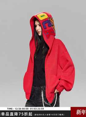 【Achock官方店】圣诞氛围感logo毛巾绣连帽卫衣春秋新款帽衫外套