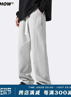 VIISHOW美式重磅灰色卫裤男春秋季宽松直筒休闲裤子痞帅运动长裤