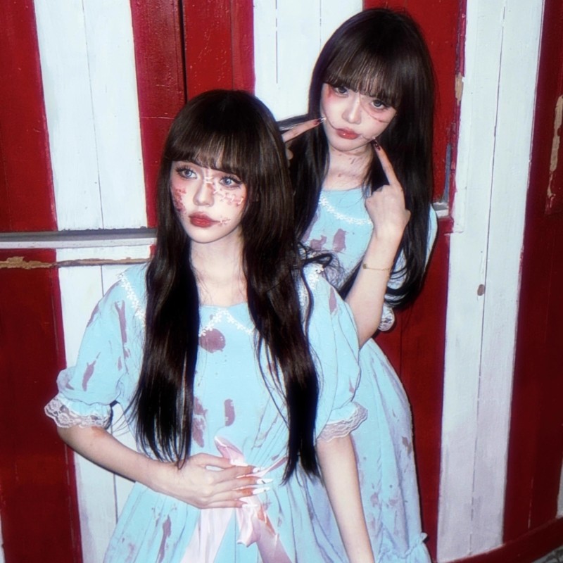 闪灵双子cos服双胞胎万圣节儿童服装闺蜜多人穿搭女生成人连衣裙