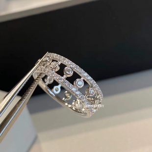 18K金露珠戒指 女玫瑰金音符水滴满钻镂空指环纯银钻石莫桑钻礼物