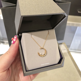 日本Ster jewelly水冰月项链纯银镀18K黄金 女月亮锁骨链钻石星月