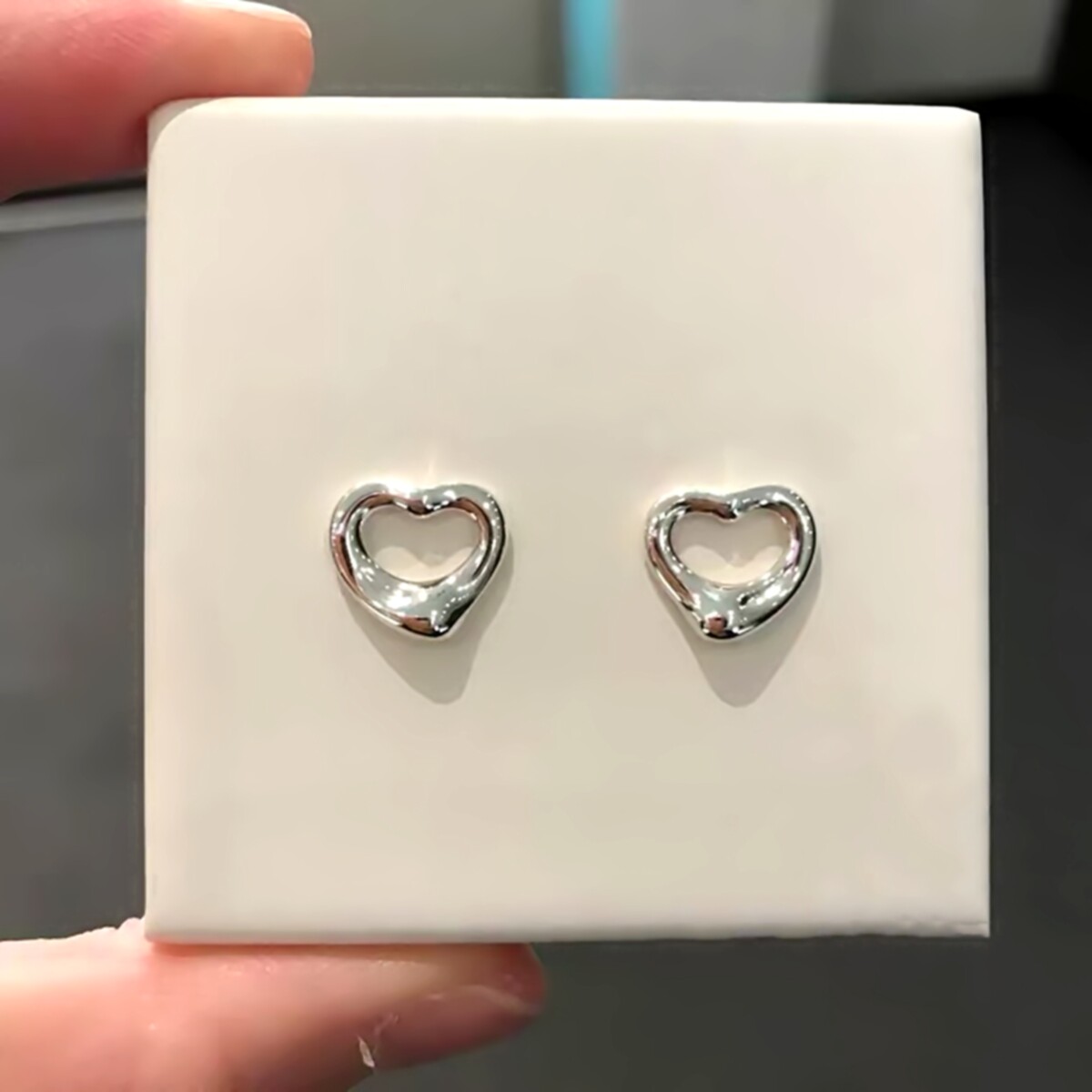 Opan Heart心形耳钉 女优雅简约s925纯银镀玫瑰金镂空爱心耳环潮