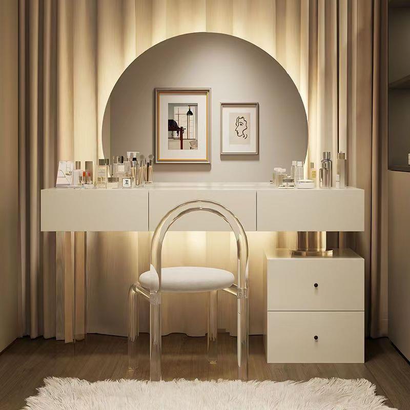 意式极简斗柜奶油风梳妆台收纳柜一体卧室轻奢2025新亚克力化妆桌