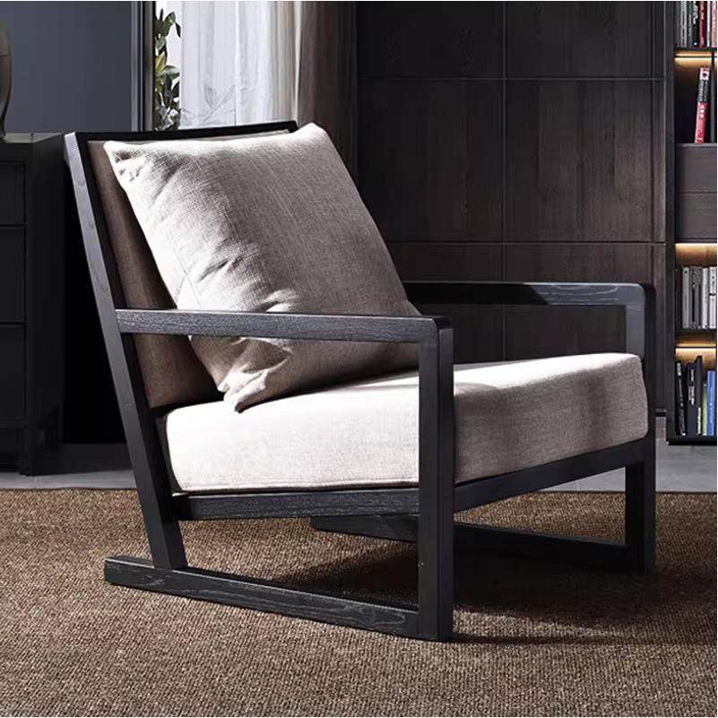 新中式实木沙发椅客厅阳台卧室休闲椅实木餐椅接待洽谈椅子吧椅