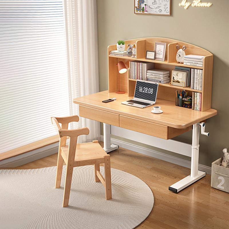 禧漫屋儿童学习桌可升降写字桌套装实木升降小学生家用作业书桌子