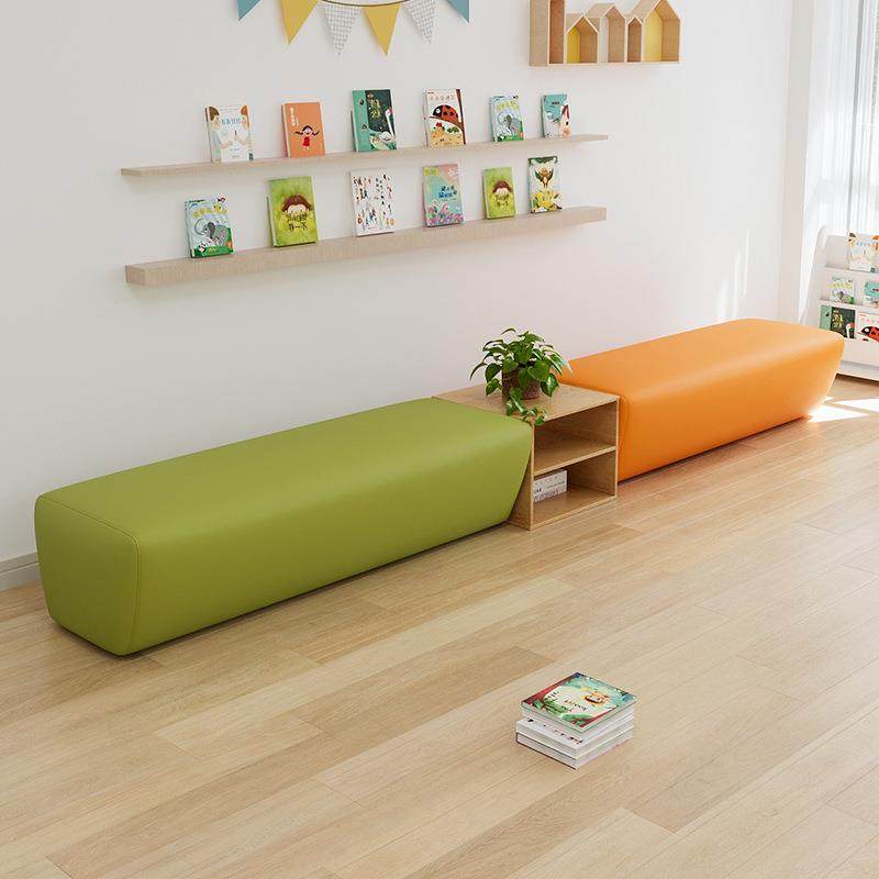 培训机构早教休息区长条窄沙发等候简易现代长凳会客储物组合