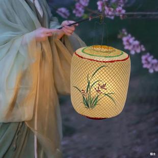 竹编油纸灯笼古风手提汉服手持物夜景拍照影视道具中式形发光灯罩