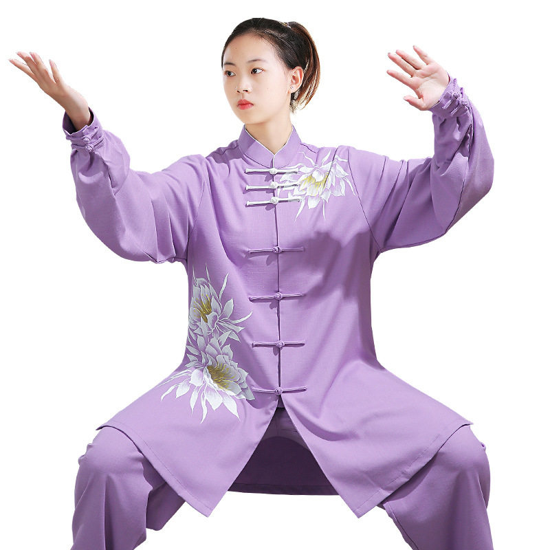太极服女新款高端手绘手绘太极拳练功服男武术表演服春秋套装健道