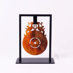 新中式玉璧岫玉摆件样板间书房展示柜陈列摆设售楼处现代软装饰品