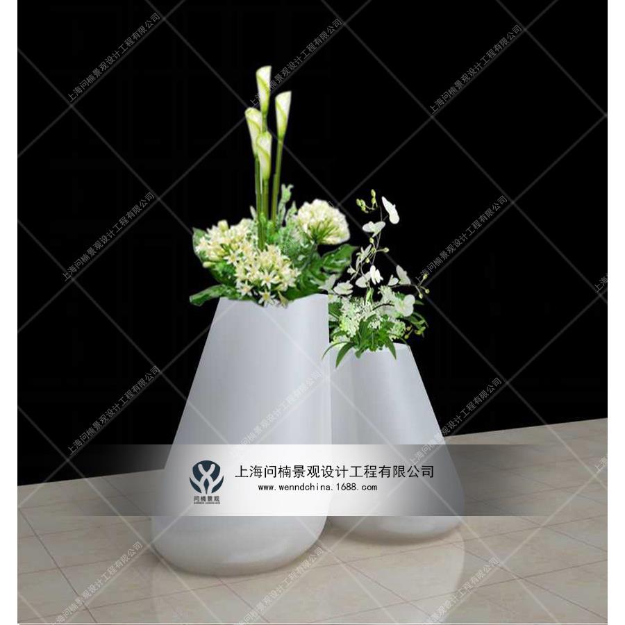 商业美陈/花缸花艺/花盆陈列展示绿植/花艺景观/玻璃钢花盆休息区
