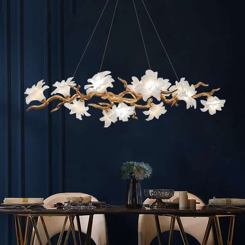 新款轻奢餐厅吊灯设计师艺术客厅水晶灯全铜吧台客户中式茶室灯具