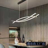 客厅吊灯北欧现代简约餐厅一字长条轻著几何吧台极简餐桌吊灯