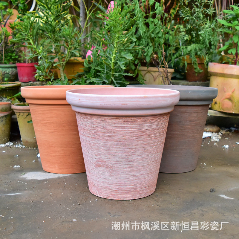 大口径罗马红陶花盆绿植低温室外玫瑰芋叶植物园林红陶盆北欧厂家