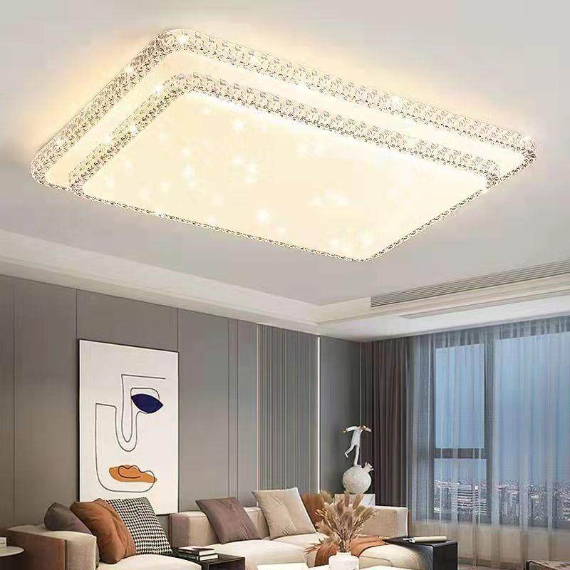 客厅灯2022年新款LED吸顶灯水晶灯具现代简约大气轻奢风大厅主灯