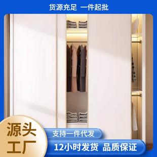 实木ENF级欧松板推拉门大衣柜家用卧室奶油风移门轻奢出租屋衣橱