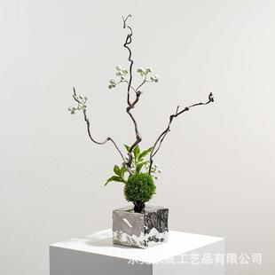 新中式样板间茶几会客室仿真花