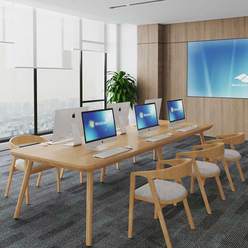 简约现代全实木大型会议桌长桌椅组合原木长方形工作台办公洽谈桌