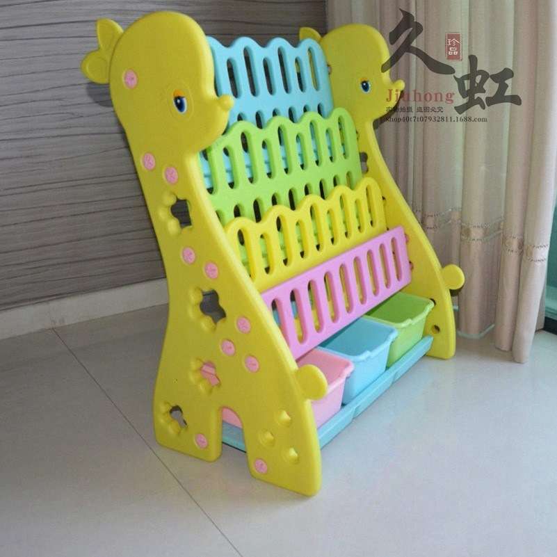 儿童小鹿卡通书架家用宝宝收纳书柜幼儿园图书架塑料简易储物柜