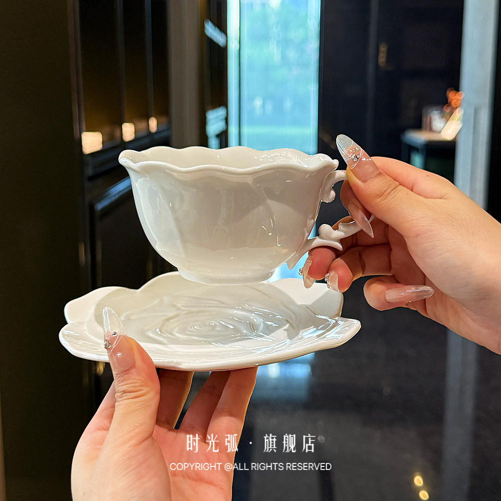 法式复古立体玫瑰vintage杯碟陶瓷下午花茶套装咖啡杯拿铁杯碟,餐饮具,咖啡杯,淘宝优惠券,粉丝福利购,淘宝优惠卷