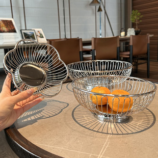 北欧风镂空水果盘！1810不锈钢果篮客厅茶几家居置物盘沥水收纳篮