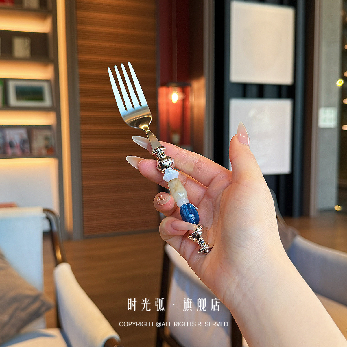 【老板娘原创】复古串珠304不锈钢高级西餐叉餐叉创意家用沙拉叉,餐饮具,西餐餐叉,淘宝优惠券,粉丝福利购,淘宝优惠卷