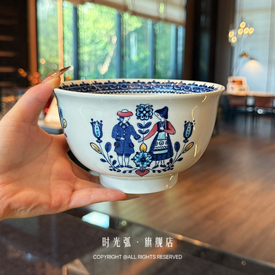 童话绘本丨英国Johnson Brothers中古手绘餐碗大汤面碗泡面碗