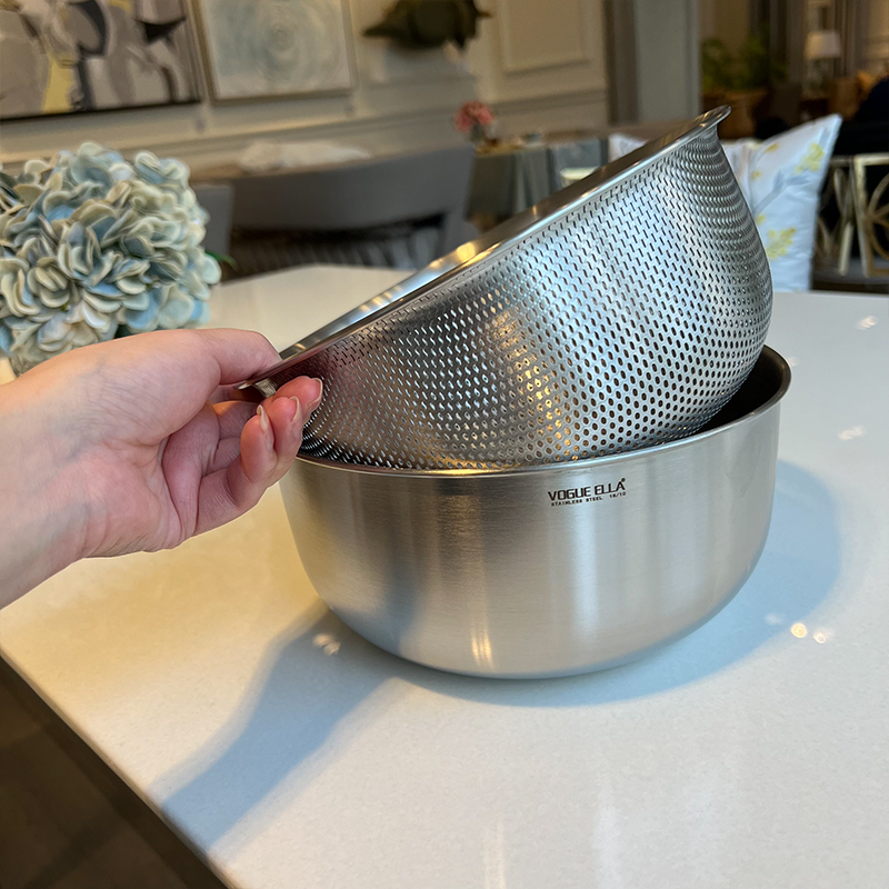 【出DE国~【18/10不锈钢】【贵族体验】洗菜篮水果篮淘米篮洗菜盆