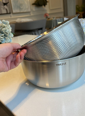 【出DE国~【18/10不锈钢】【贵族体验】洗菜篮水果篮淘米篮洗菜盆