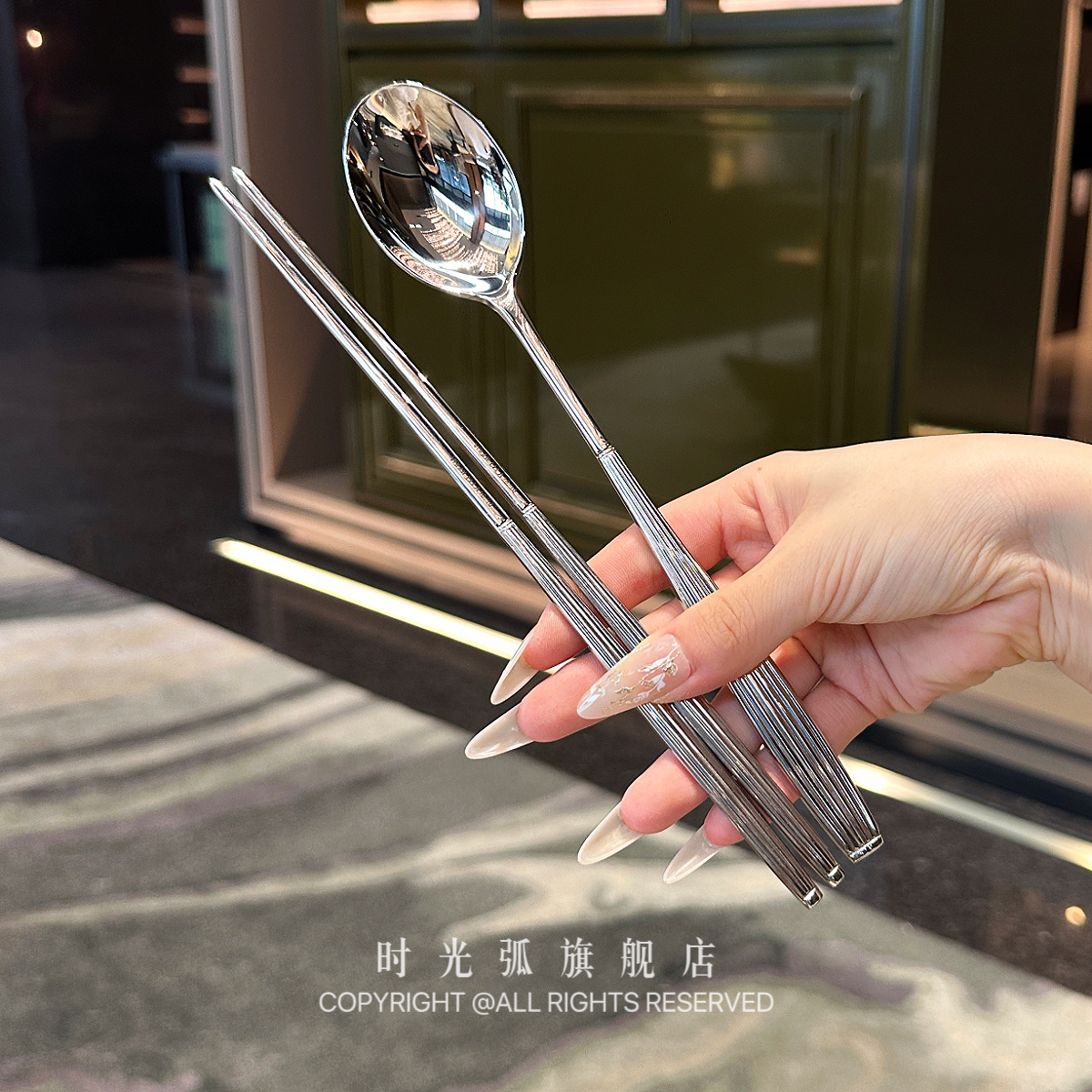 【特别贵的勺筷组合】1810不锈钢实心筷子长柄喝汤勺主餐勺便携筷