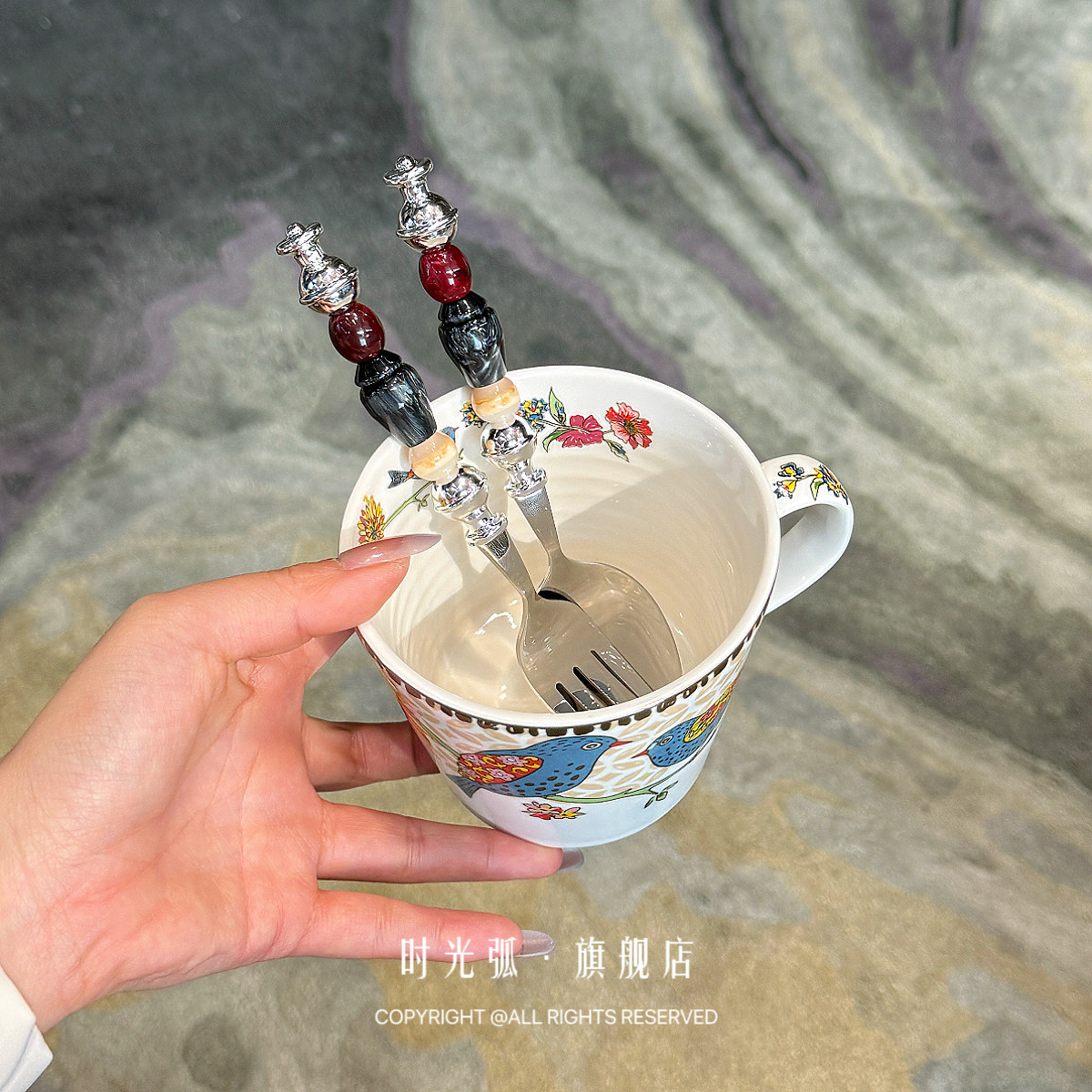 老板娘原创｜高颜值串珠勺叉304不锈钢勺叉家用西餐沙拉意面叉子,餐饮具,西餐勺,淘宝优惠券,粉丝福利购,淘宝优惠卷