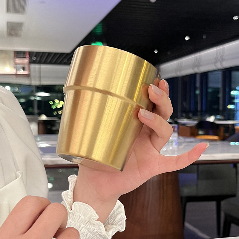 【老板娘自用款】304不锈钢啤酒杯咖啡杯子双层隔热户外烧烤韩式